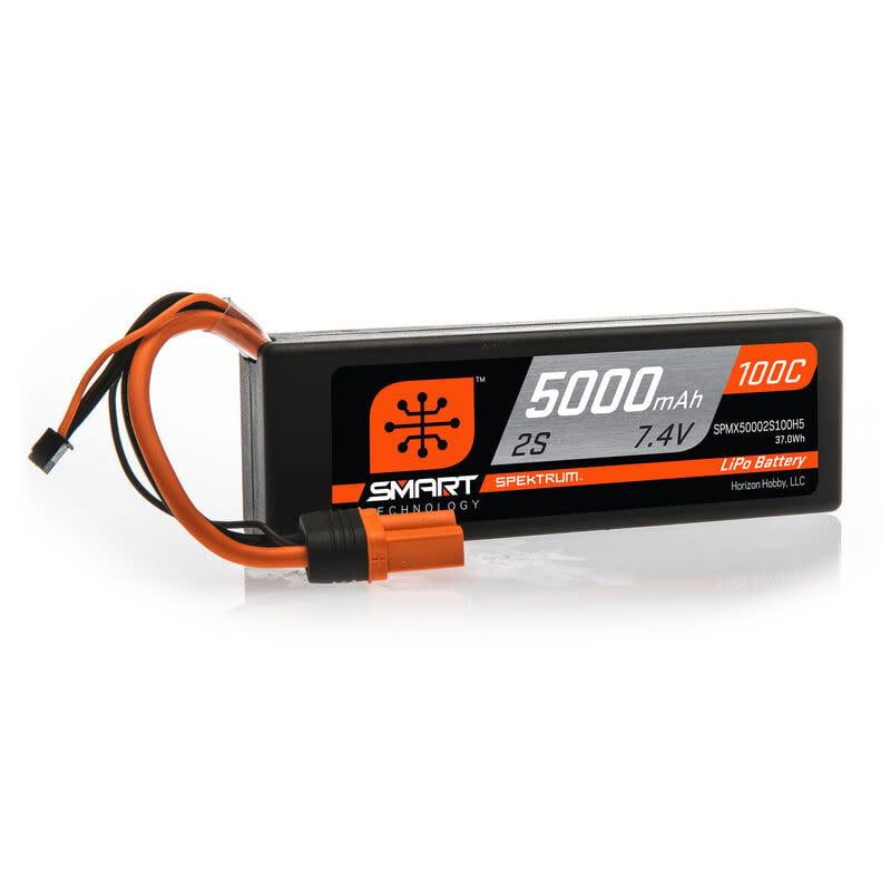 Spektrum 7.4V 5000mAh 2S 100C Smart Hardcase LiPo Battery: IC5