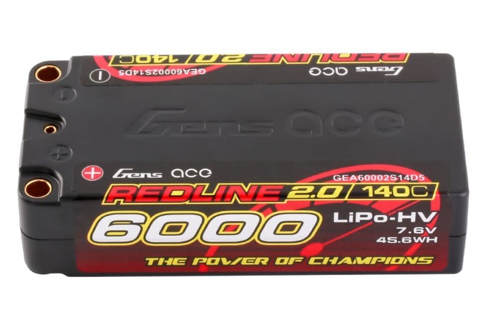 GENS ACE 1926 - Redline 2.0 Series 6000mAh 2S2P 7.6V 140C HardCase HV Shorty Lipo Battery