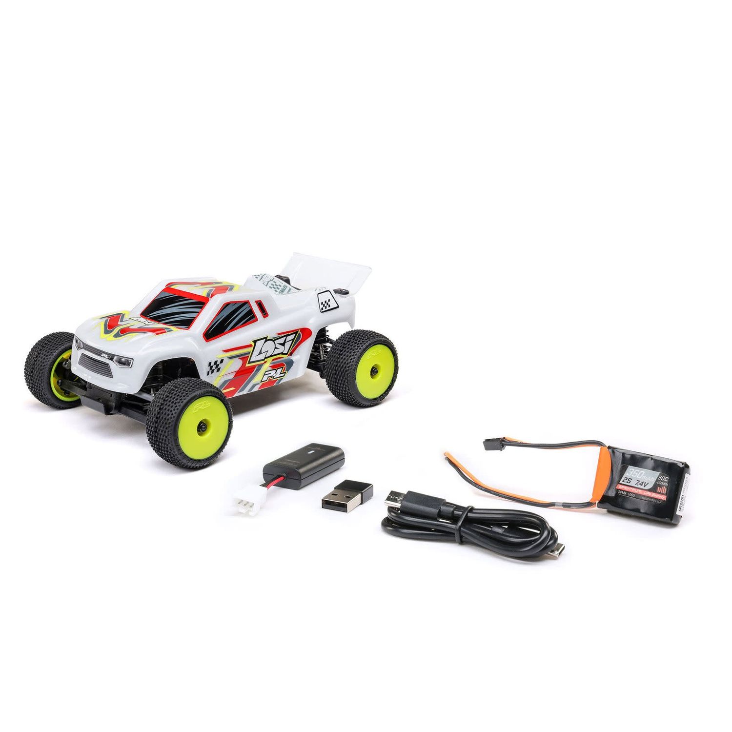 Team Losi 1/28 Micro-T 2S 2WD RTR Stadium Truck (Battery &amp; Charger Included), White