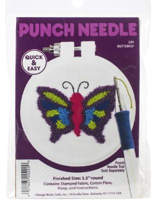 Design Works Punch Needle Kit 3.5&quot; Round Buttefly