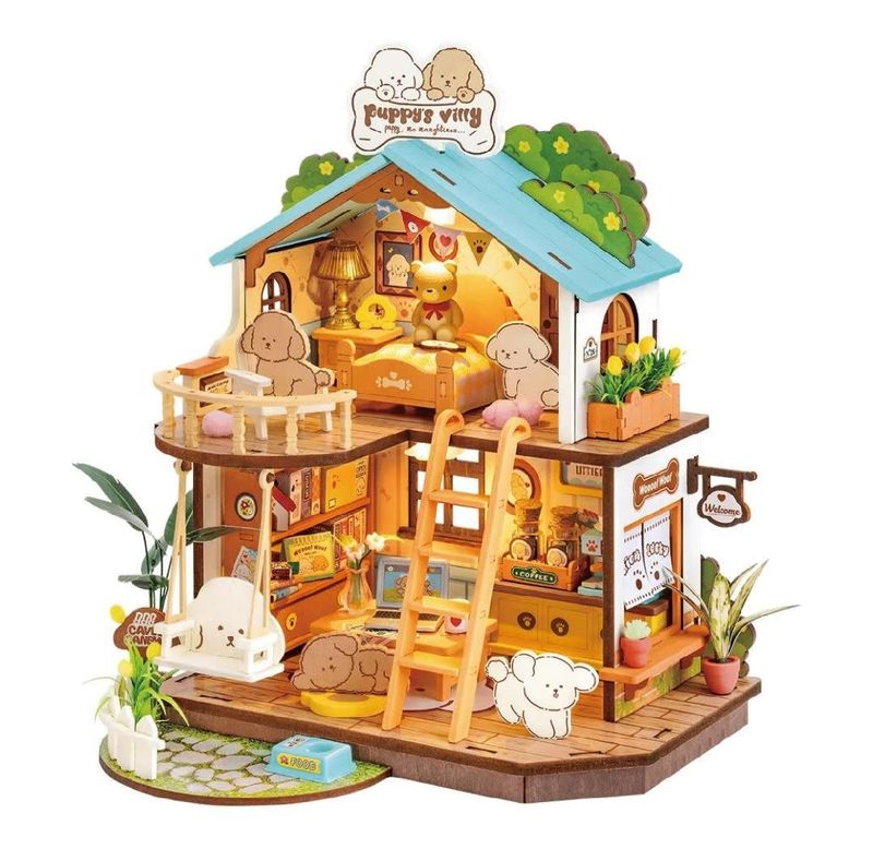Robotime Rolife Puppy&#39;s Cozy Villa DIY Miniature House