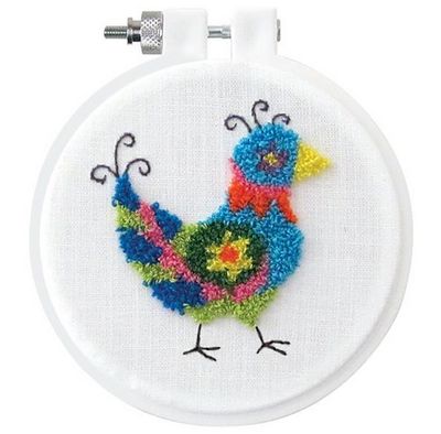 Design Works 3.5in Punch Needle Kit Round Bird