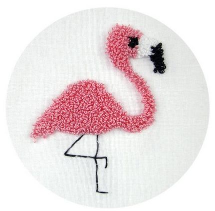 Design Works Punch Needle Kit 3.5&quot; Round Flamingo