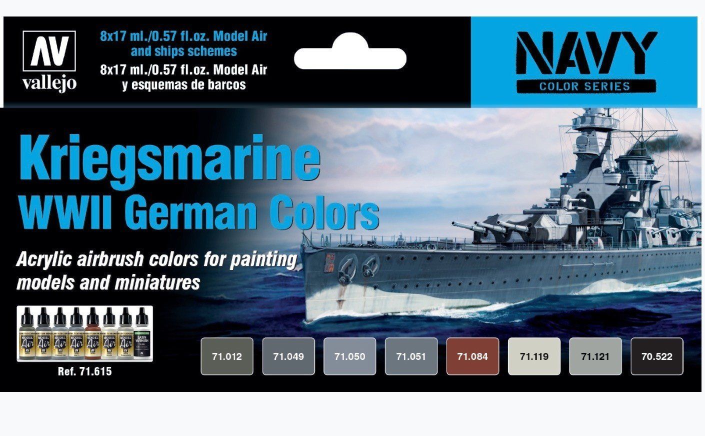 Vallejo Model Air Kriegsmarine WWII German Colour Paint Set 8pc