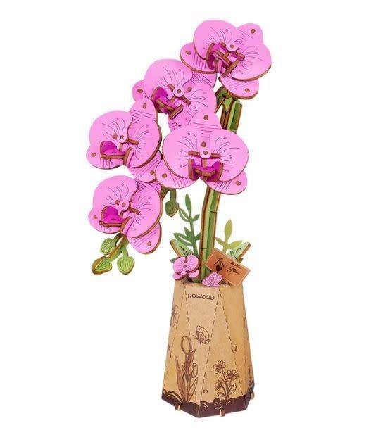 Robotime Rowood 3D Wooden Puzzle Purple Moth Orchid 102 piece