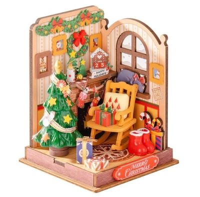 Robotime Rolife Christmas Fireplace DIY Miniature Doll House Kit