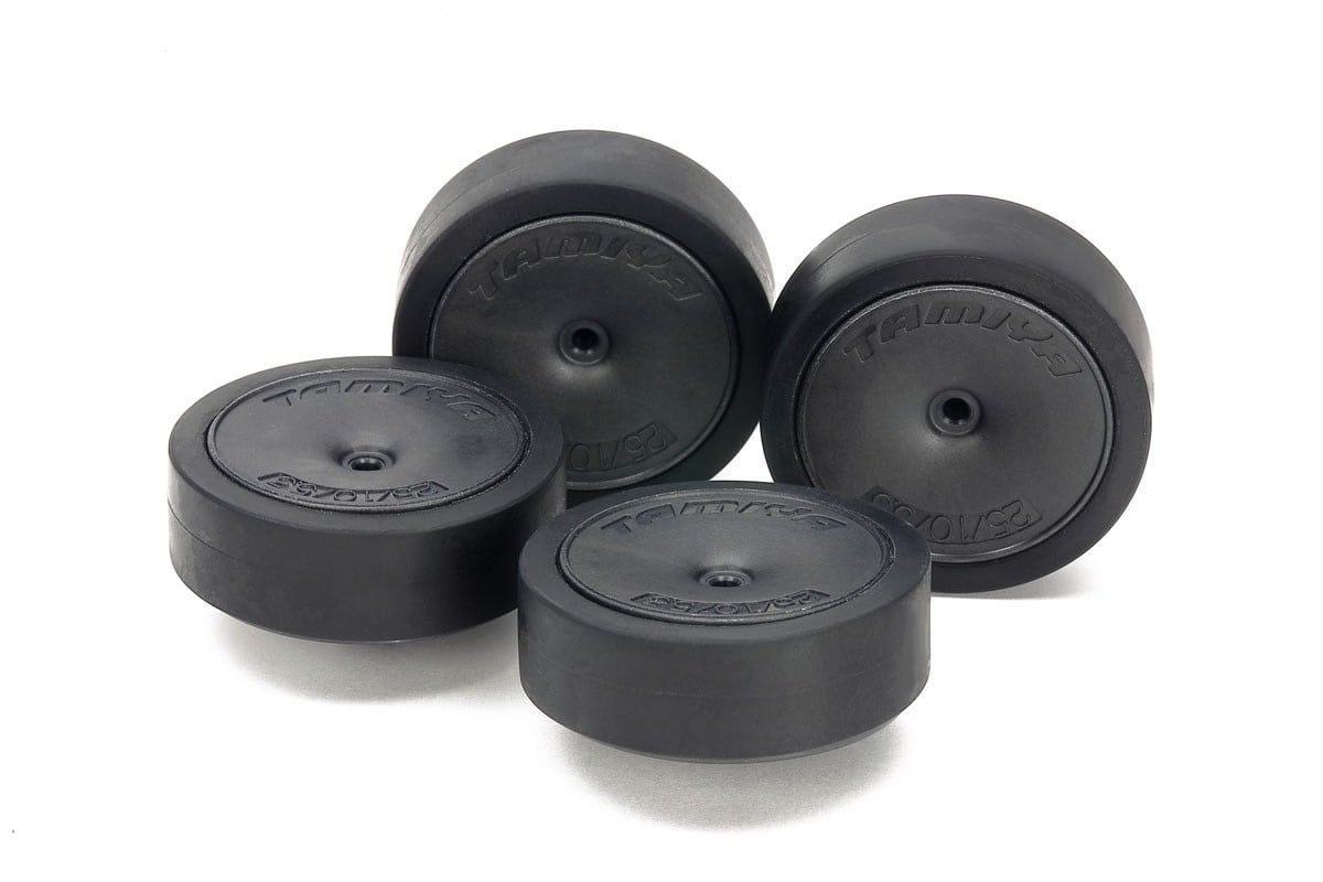 Tamiya JR 31mm Tires/Carbon Wheels, Low Friction/Large Diameter/Low Profile