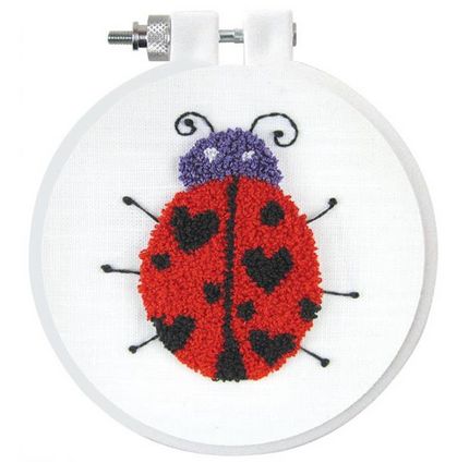 Design Works Punch Needle Kit 3.5&quot; Round Lady bug