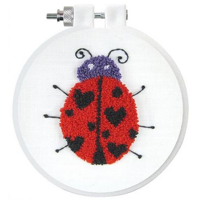 Design Works 3.5in Punch Needle Kit Round Lady bug