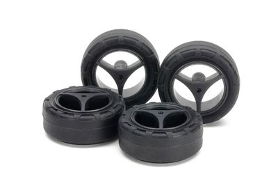 Tamiya Jr 24Mm Tires/Carbon Wheels