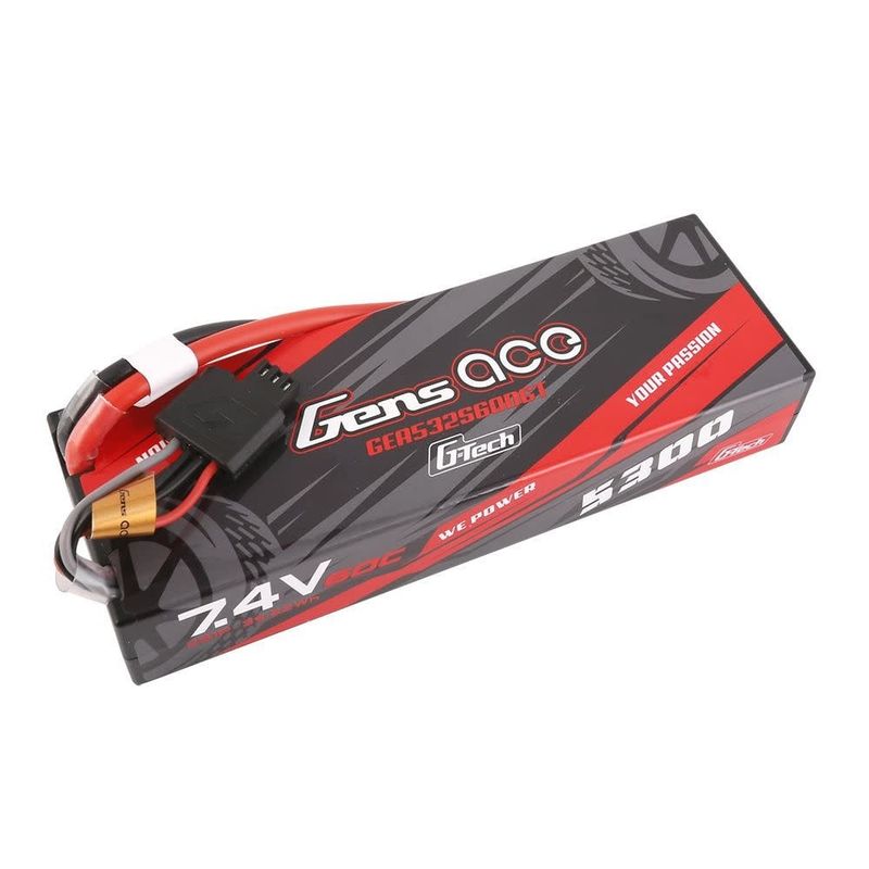 GENS ACE 1694 G-Tech 5300mAh 2S1P 7.4V 60C HardCase LiPo Battery with Deans Plug 138.x46x25mm