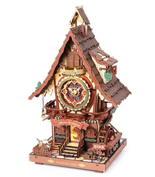 Robotime 3D Wooden Puzzle ROKR Cuckoo Clock Mechanical Gear Coloured 435 piece