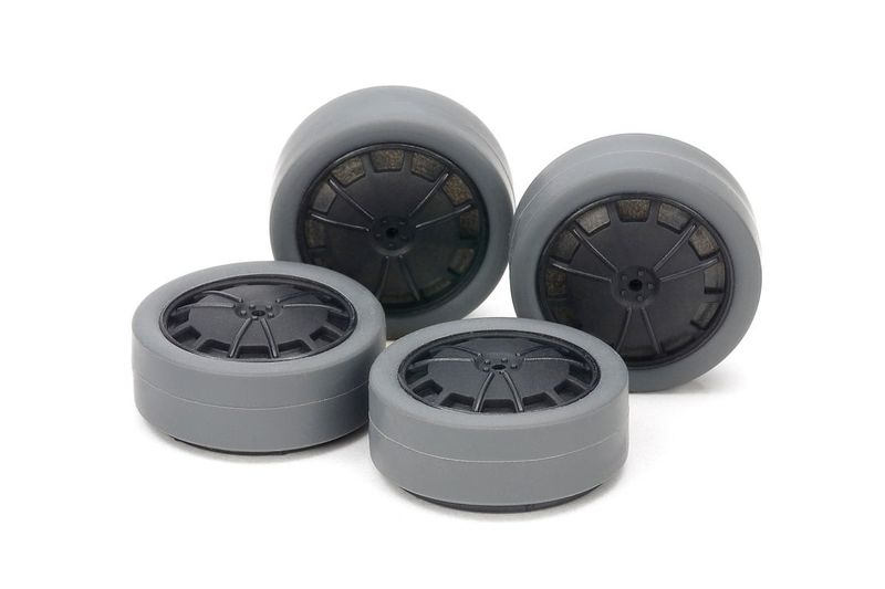 Tamiya JR 26mm Tires/Carbon Wheels, Hard/Small Diameter/Low Profile, Gray