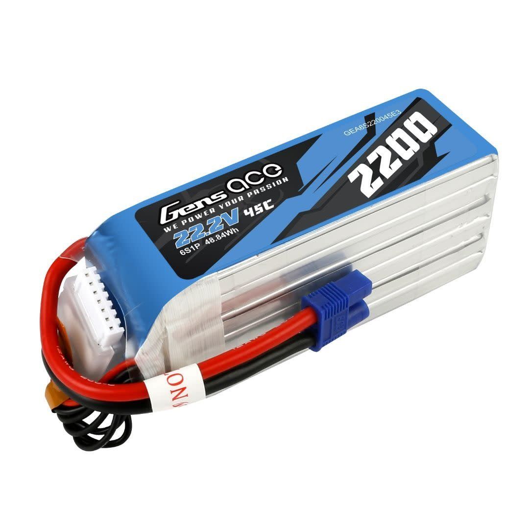 GENS ACE 6S 2200mAh 45C LiPo Battery - EC3 Plug
