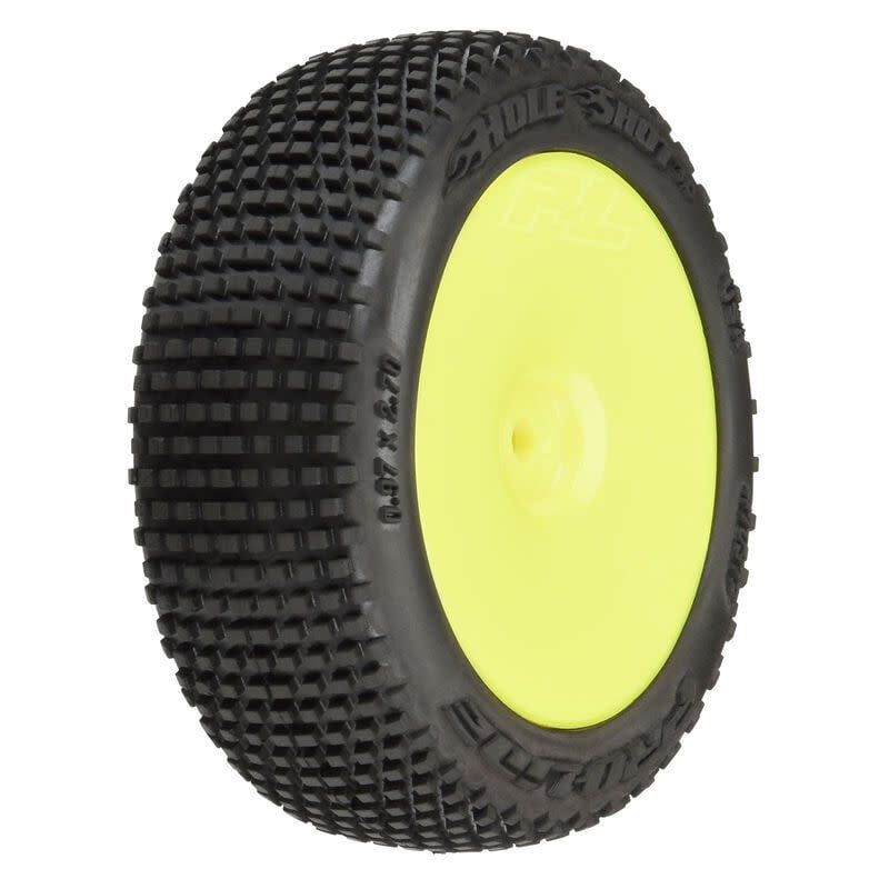 Pro Line 1/14 Hole Shot 3.0 F/R Tire MTD 12mm Yellow Velocity (4) Typhon GROM