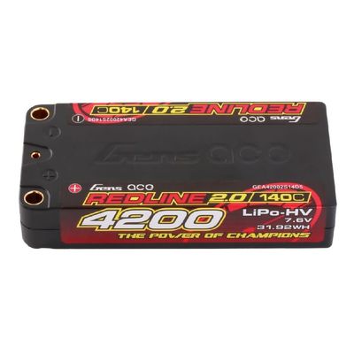 GENS ACE Redline 2.0 4200mAh 2S 7.6V 140C HV Shorty LiPo with 5mm