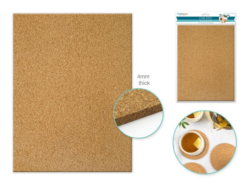 CraftMedley 9x12in 4mm Thick Cork Sheet DIY