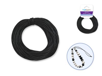 CraftMedley 9ydx1mm Natural Hemp Cord Coloured Black