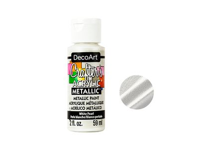 Decoart Crafters Acrylic Paint White Pearl Metallic 2oz