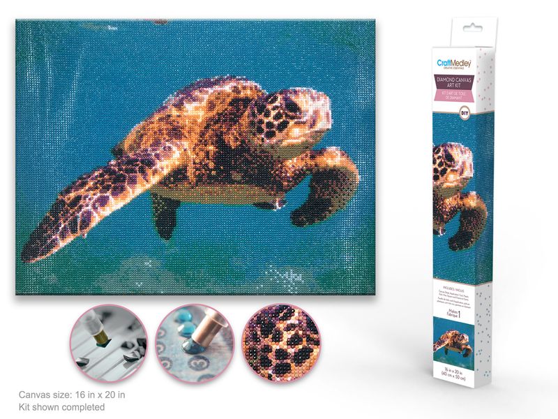 CraftMedley 15.8x19.7in Diamond Painting Kit with Gems Tools and Tray Sea Turtle