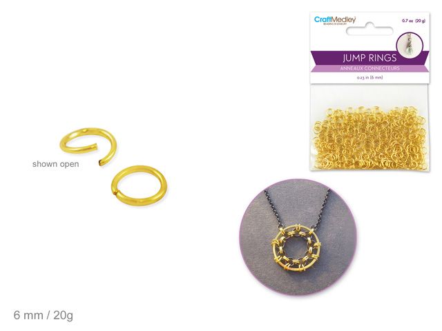 CraftMedley 6mm Jewelry Findings Jump Ring Gold 350pc