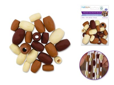 CraftMedley Craftwood Assorted Macrame Beads Oval Natural