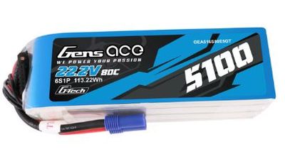 GENS ACE 1734 G-Tech 5100mAh 6S1P 22.2V 80C LiPo Battery EC5 Plug