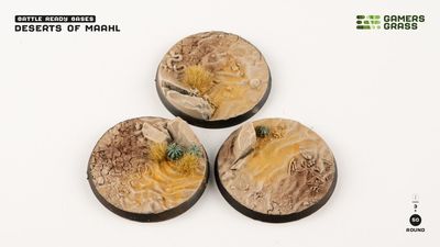 Gamers Grass Battle Ready Bases 50mm Deserts of Maahl Round 3pc