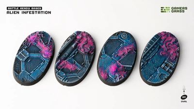 Gamers Grass Battle Ready Bases 60mm Alien Infestation Oval 4pc