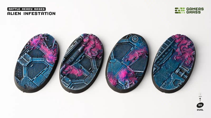 Gamers Grass Battle Ready Bases - Alien Infestation - Oval 60mm (x4)