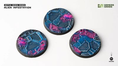 Gamers Grass Battle Ready Bases 50mm Alien Infestation Round 3pc
