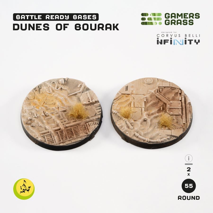 Gamers Grass Battle Ready Bases - Dunes of Bourak - Round 55mm (2x) Infinity Design