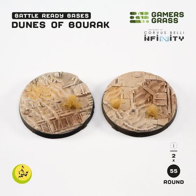 Gamers Grass Battle Ready Bases 55mm Dunes of Bourak Round Infinity Design 2pc