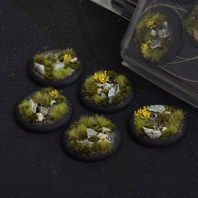 Gamers Grass Battle Ready Bases 40mm Highland Round Lip 4pc