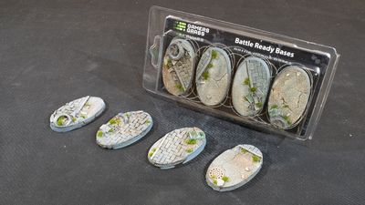 Gamers Grass Battle Ready Bases 60mm Urban Warfare Oval 4pc
