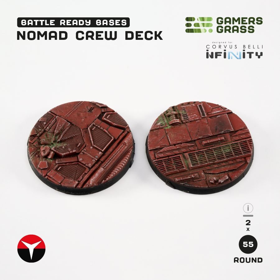 Gamers Grass Battle Ready Bases 55mm Nomad Crew Deck Round Infinity Design 2pc