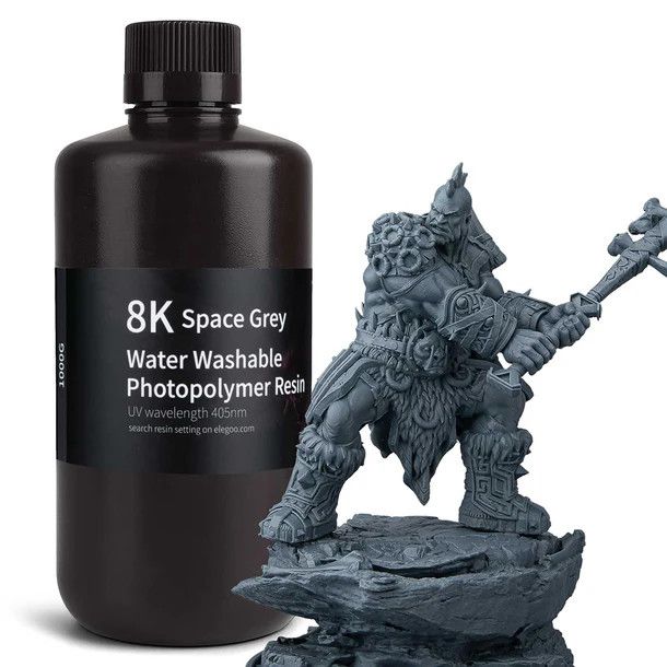 ELEGOO 8K Water Washable Resin (1kg), Color: Space Grey
