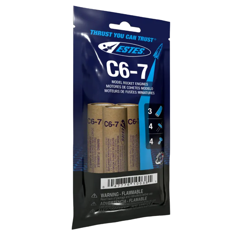 Estes C6-7 Model Rocket Engines (3) (BAG)