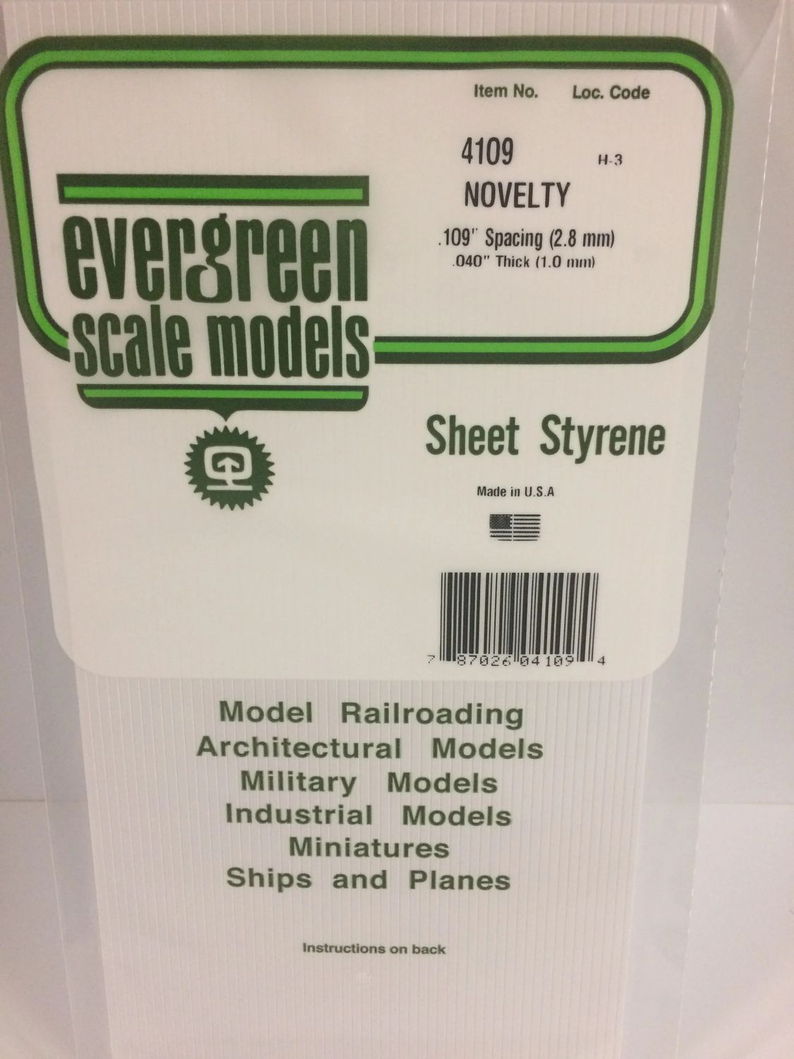 Evergreen Scale Models 0.109x0.040in Polystyrene Novelty Siding Sheet 1pc