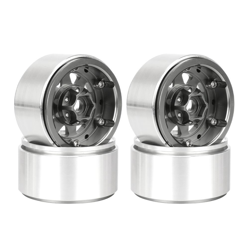 Hobby Details 1.9in 10mm offset Alum Beadlock Rim Titanium(4)