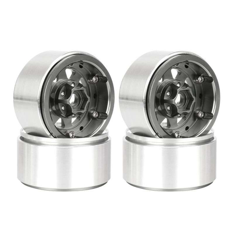 Hobby Details 1.9in 10mm offset Alum Beadlock Rim Titanium(4)