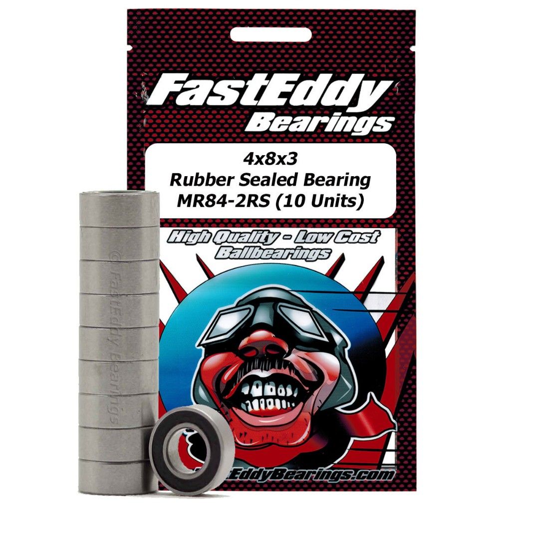 Fast Eddy 4x8x3mm Rubber Sealed Bearings MR84-2RS 1pc