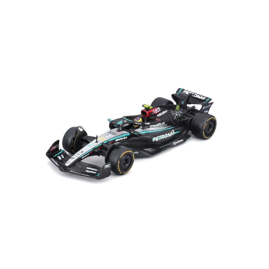 Bburago 1/43 Race Formula 2024 Mercedes W15 with Helmet Hamilton #44
