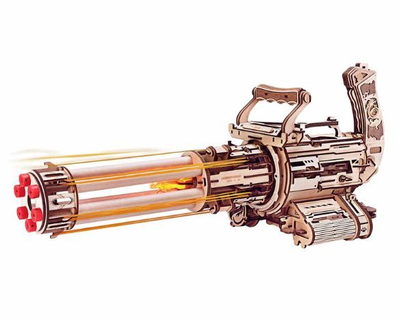 Robotime ROKR 3D Wooden Puzzle Rotating-Barrel Machine Gun Toy 412pc