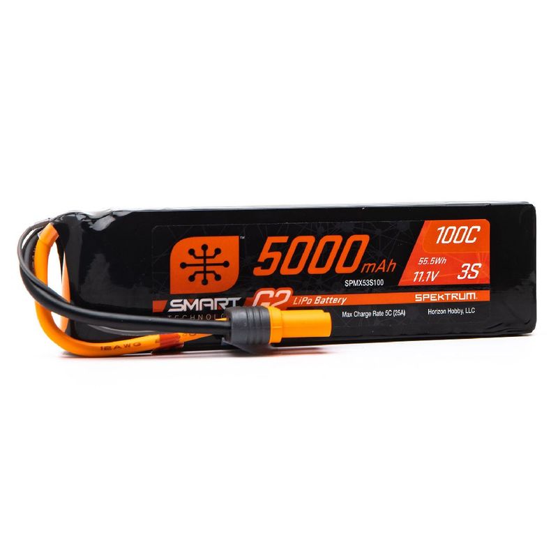 Spektrum 5000mAh 3S 11.1V 100C Smart G2 Soft Case LiPo IC5