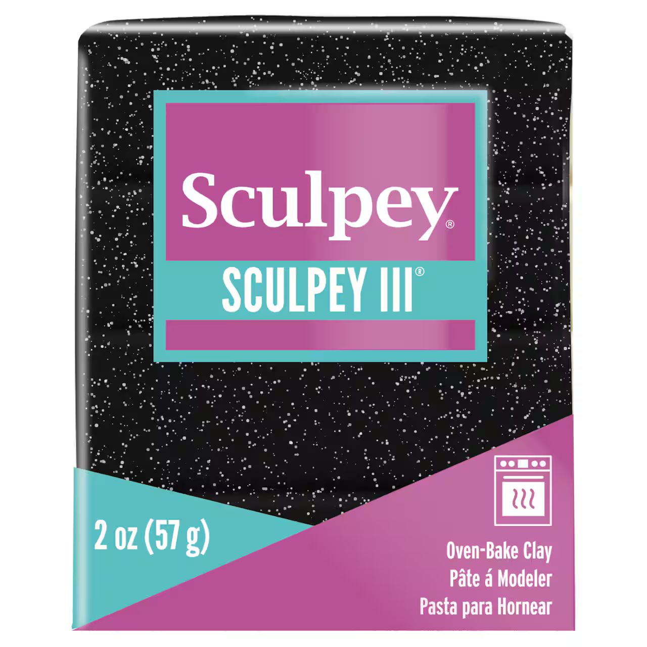 Sculpey/Polyform Black Glitter III Oven-Bake Clay 2oz