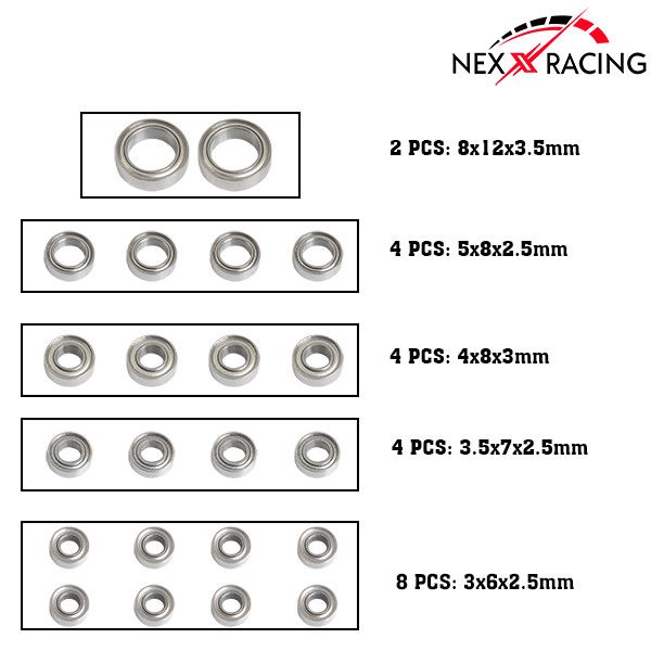 Nexx Racing Metal Shieds Bearings Set For TRX-4M 22pc