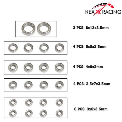 Nexx Racing Metal Shieds Bearings Set For TRX-4M 22pc