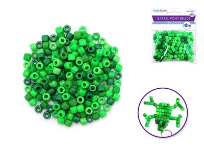 CraftMedley 8x6mm Barrel Pony Beads Ombre Pack Verdi 200pc