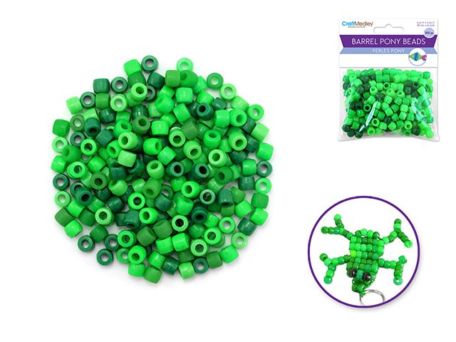 CraftMedley 8x6mm Barrel Pony Beads Ombre Pack Verdi 200pc